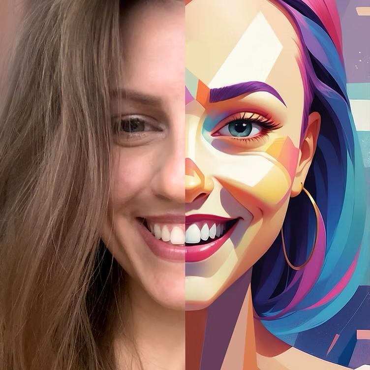 Portrait of Viktoriya — half photograph, half illustration